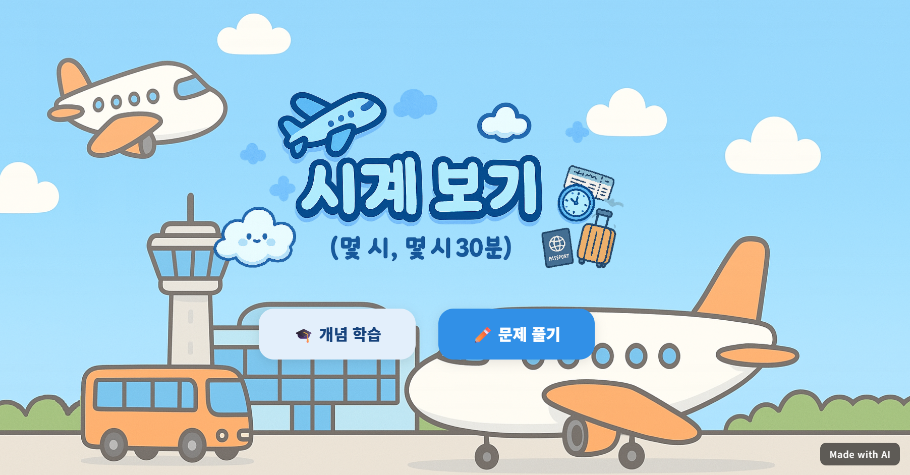 시계 보기(몇 시, 몇 시 30분)